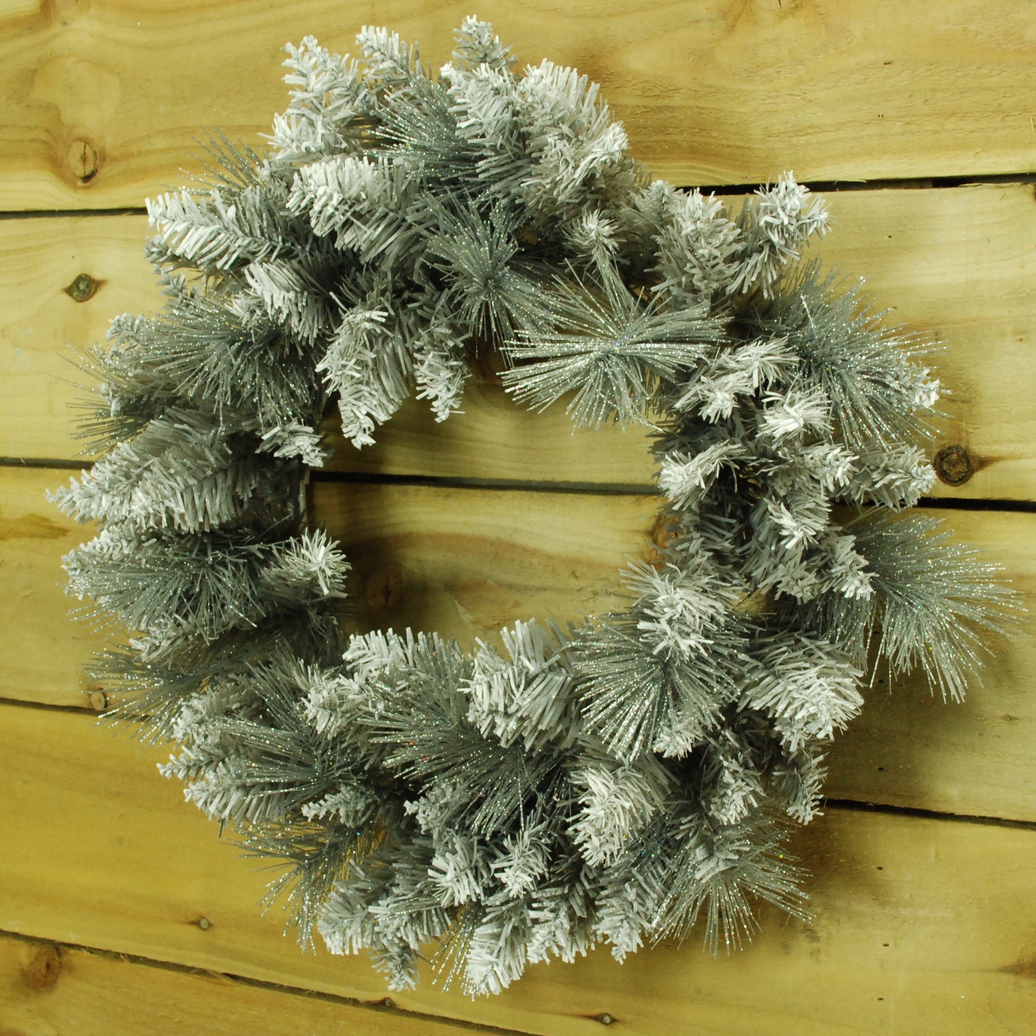 50cm Premier Snow Tipped Silver Christmas Glitter Door Wreath Decoration