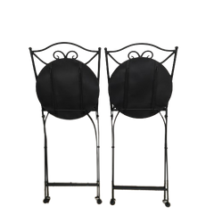 Set of 2 Outdoor Black Ceramic Metal Bistro Chairs for Garden Patio Balcony