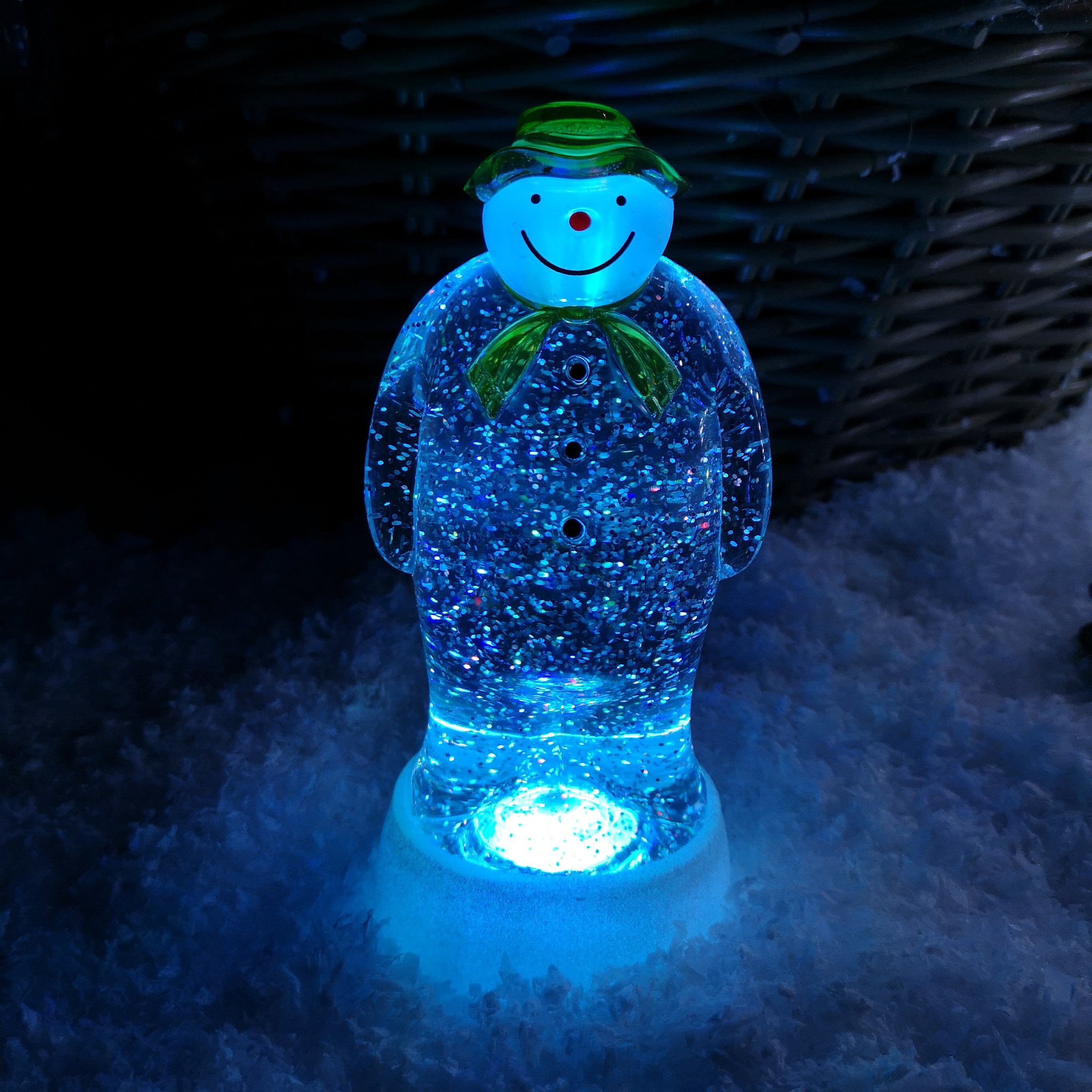 23cm Snowtime Dual Power Colour Changing LED Christmas Glitter Water Spinner The Snowman & The Snow dog™ 