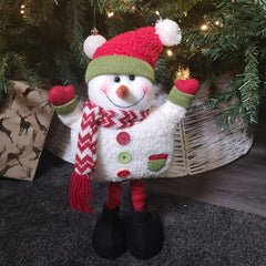 50cm Festive Plush Christmas Snowman Decoration with Extendable Legs