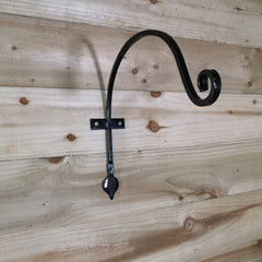 Tom Chambers Heavy Duty Handcrafted Metal 38cm Black Wall Bracket Hook For Garden Hanging Basket Bird Feeder