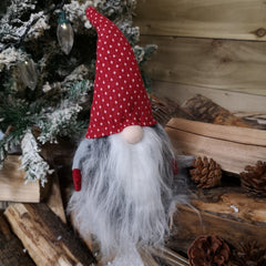 34cm Festive Gonk Cuddly Santa Indoor Christmas Plush Decoration in Spotty Hat