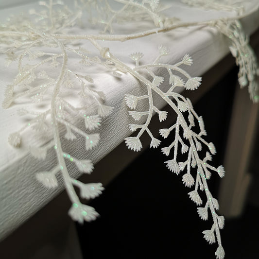 1.8m White Maidenhair Fern Glitter Garland Christmas Decoration 2736