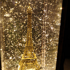 27cm Premier Christmas Water Spinner Antique Effect Lantern With Eiffel Tower  Dual Powered