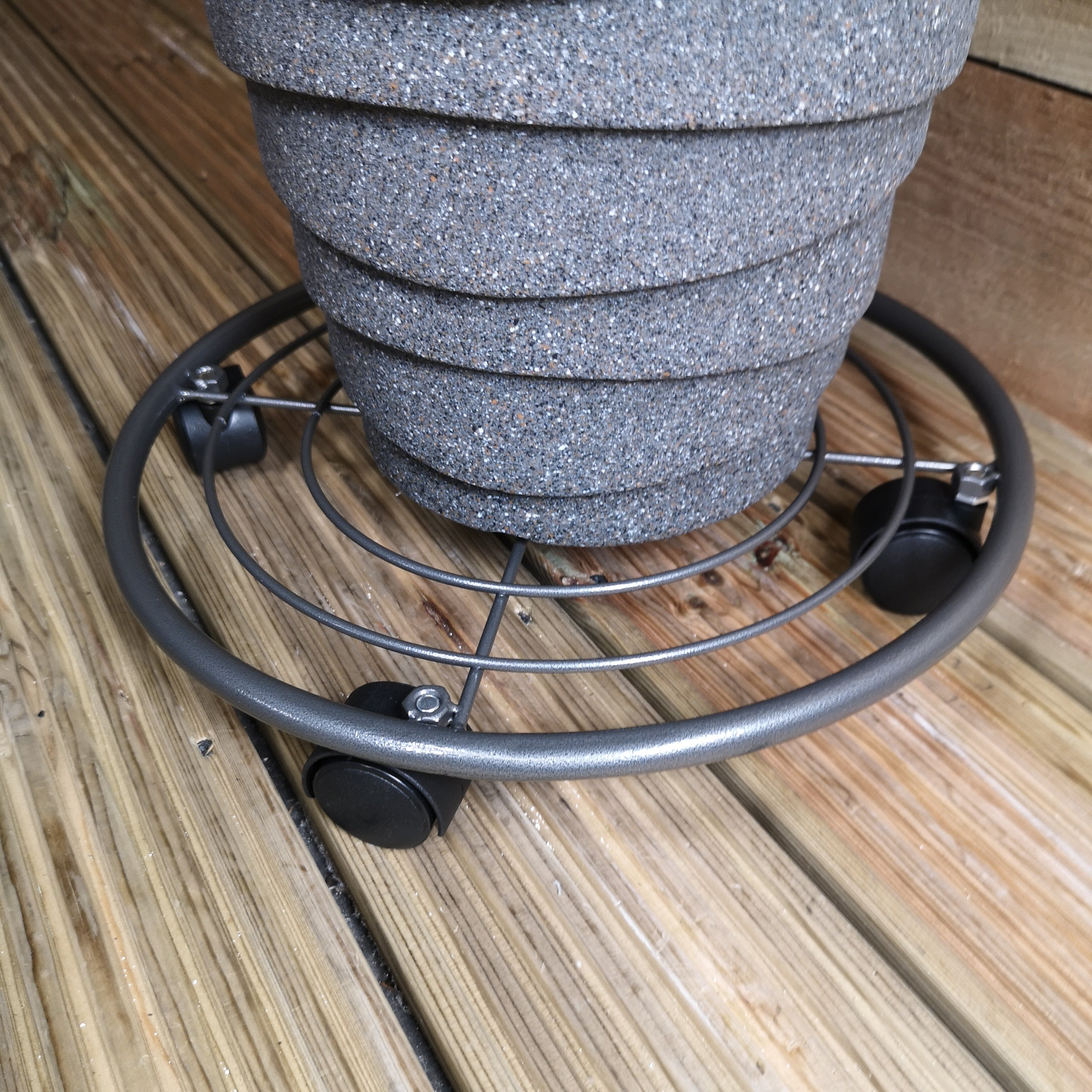 Metal 35cm Round Plant Pot Caddy/Flower Pot Stand / Plant Trolley on Wheels