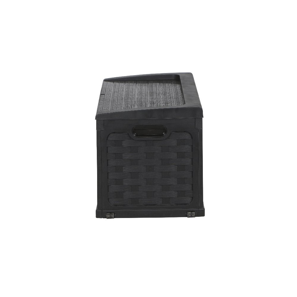 335 Litre Rattan Style Garden Cushion Storage Box with Sit on Lid – Black
