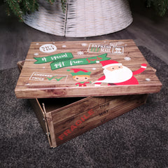 H13 x 34 x 24cm Flat Pack Cardboard Christmas Eve Box with Santa and Elf Design