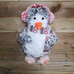 45cm Battery Operated LED Flocked Penguin Christmas Decoration in Warm White