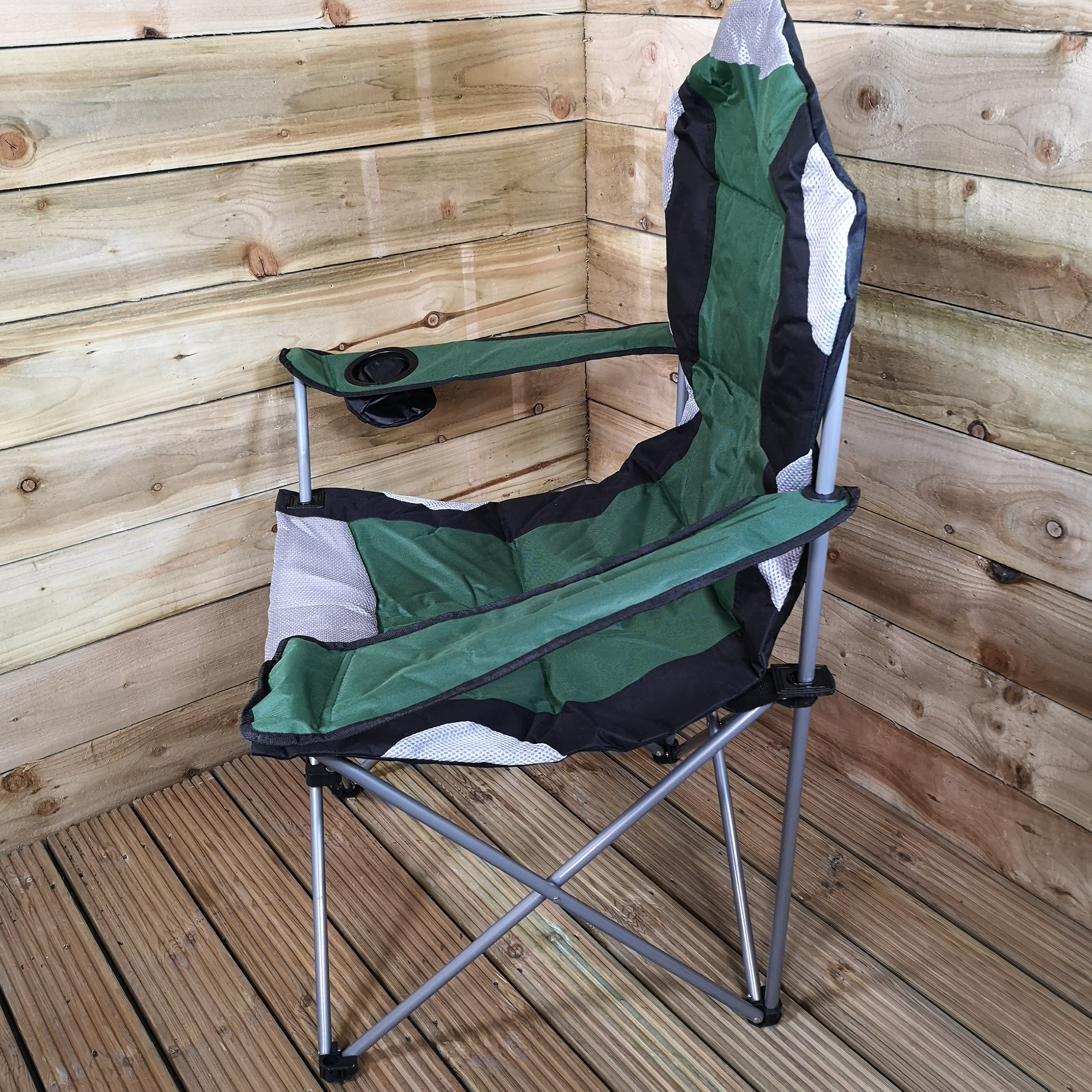 Samuel Alexander Luxury Padded High Back Folding Outdoor Camping Fishing Chair in Green