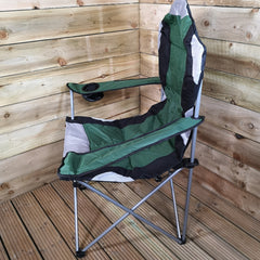 Luxury Padded High Back Folding Outdoor / Camping / Fishing Chair in Green