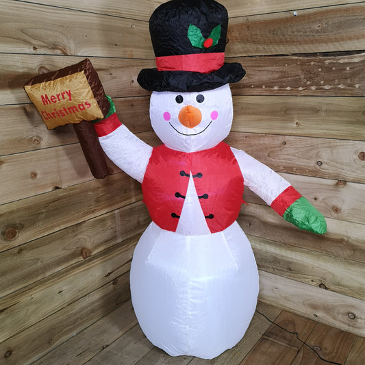 122cm (4ft) Inflatable LED Outdoor Winter Snowman with Merry Christmas Sign 2736