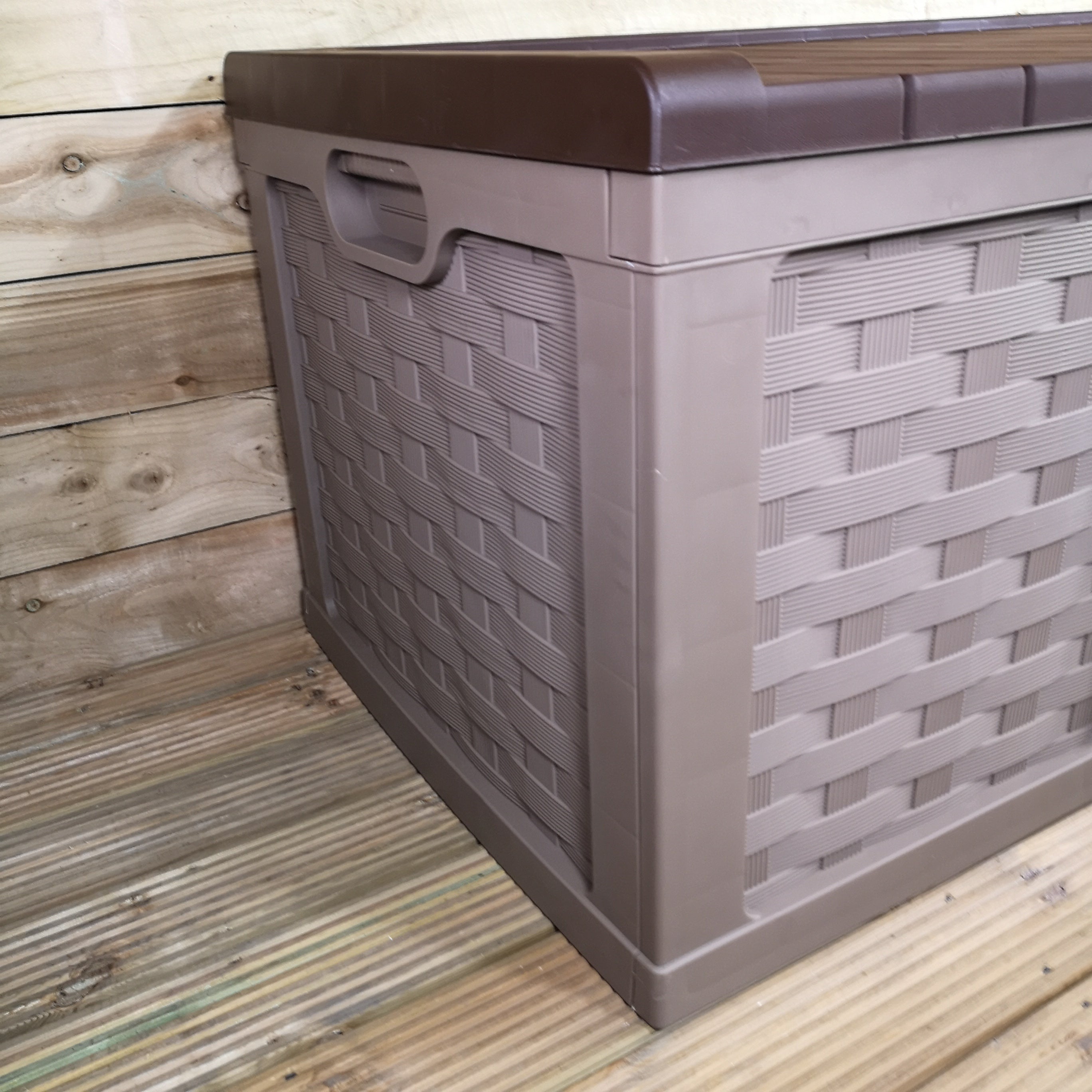 HUGE XXL 634 Litre Rattan Style Garden Cushion Storage Box - Sit on Lid – Brown