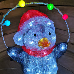 30cm Festive Acrylic Lit Penguin Outdoor Christmas Decoration with 40 LED