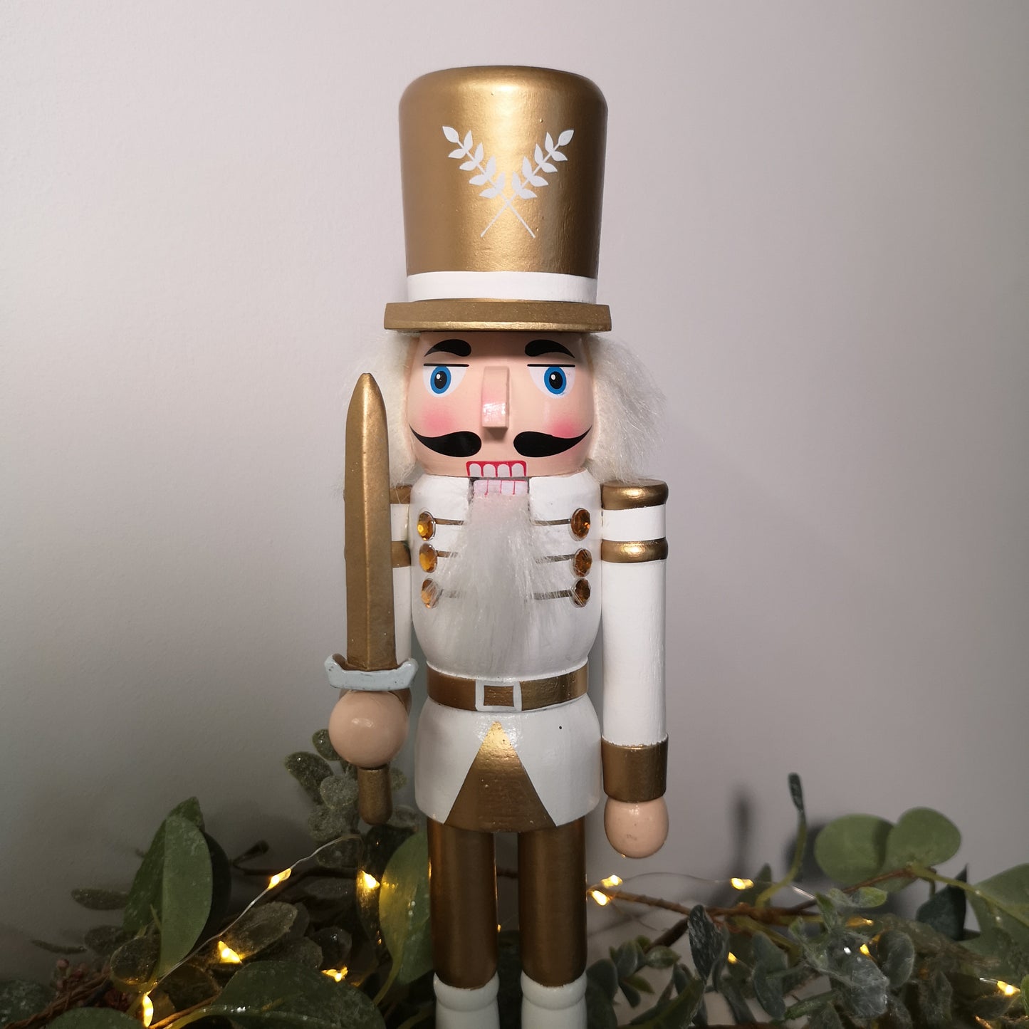 30cm Wooden Christmas Nutcracker Soldier Decoration with White Body and Shoes