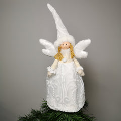 35cm Premier Christmas Tree Top Angel Decoration in White
