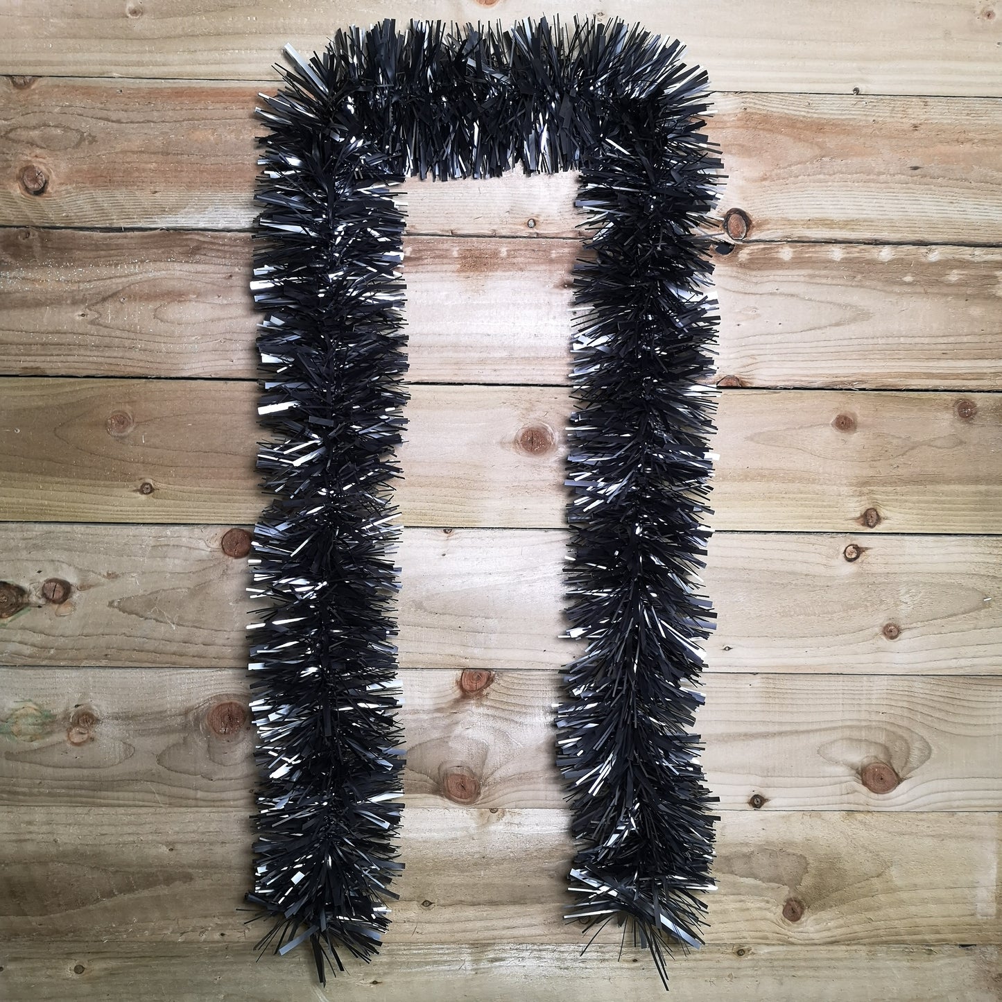 2m x 15cm Chunky & Fine Mix Christmas Tinsel Garland in Matt Graphite