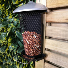Flat Back Design Hanging Black and Silver Plastic Garden Wild Bird Peanut Feeder for Wall and Fence