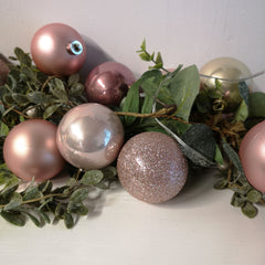 30pcs 6cm Assorted Shatterproof Baubles Christmas Decoration in Blush Pink