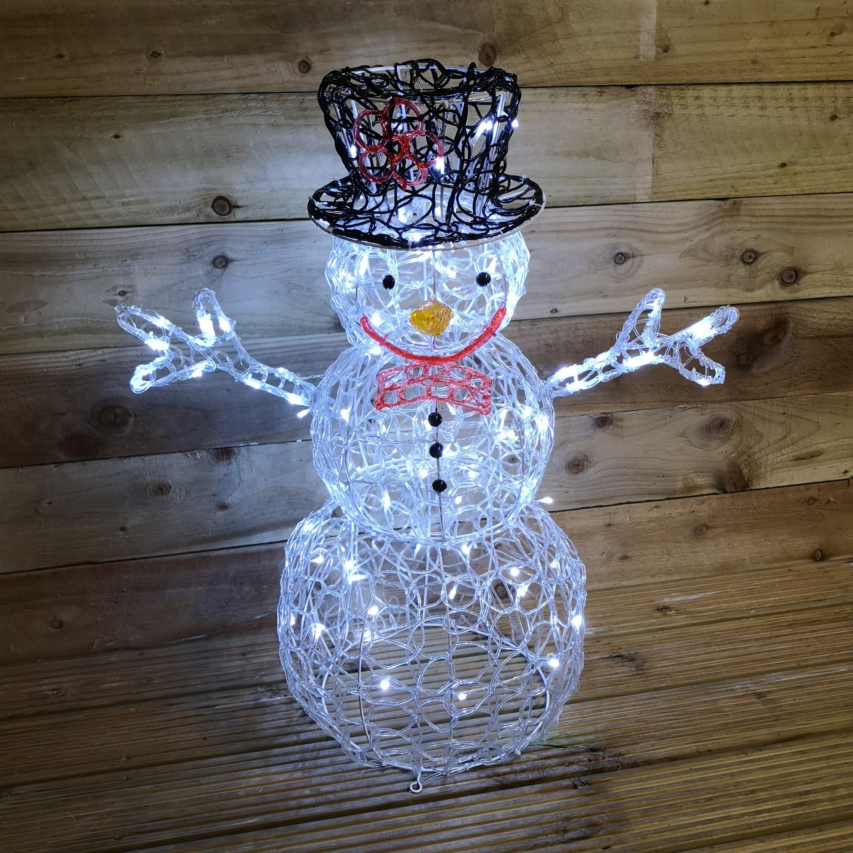 76cm Premier Indoor / Outdoor Acrylic Snowman Christmas Decoration 88 Cool White LEDs