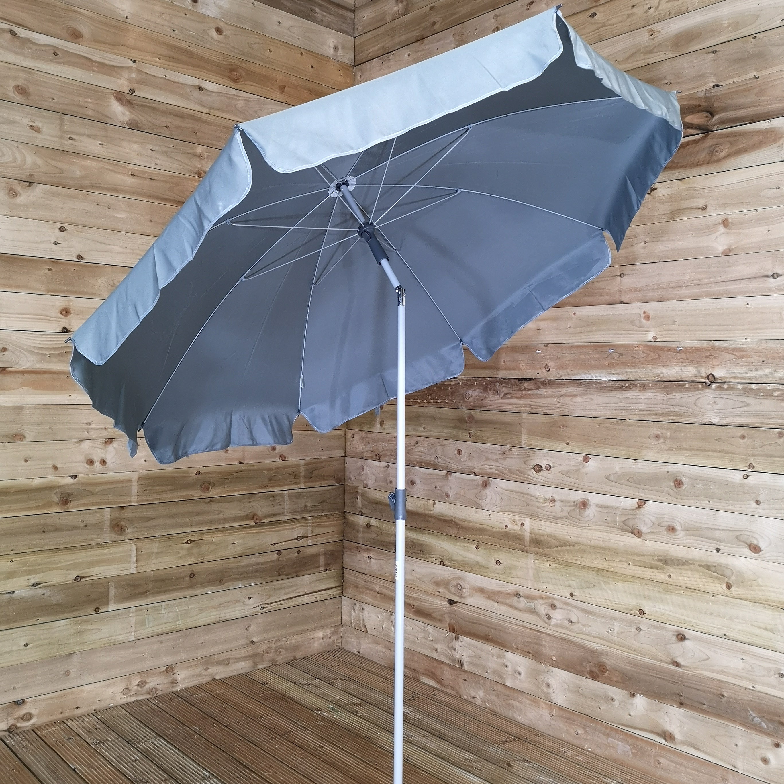 200cm Umbrella with Tilt Action in Grey for Garden or Patio – Cheaper Online