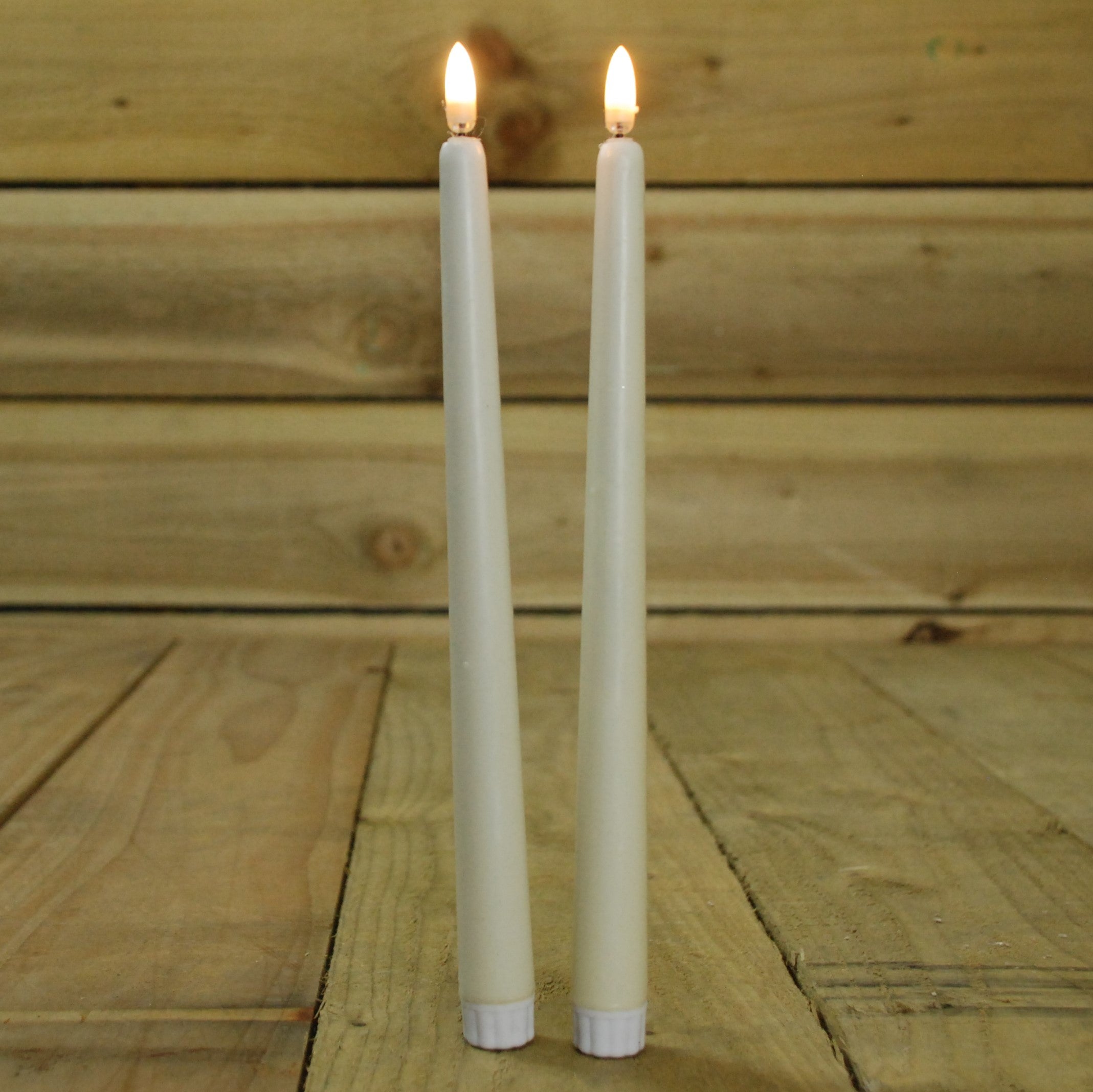27.5cm 2pc Taper Candles with real flame effect LED technology