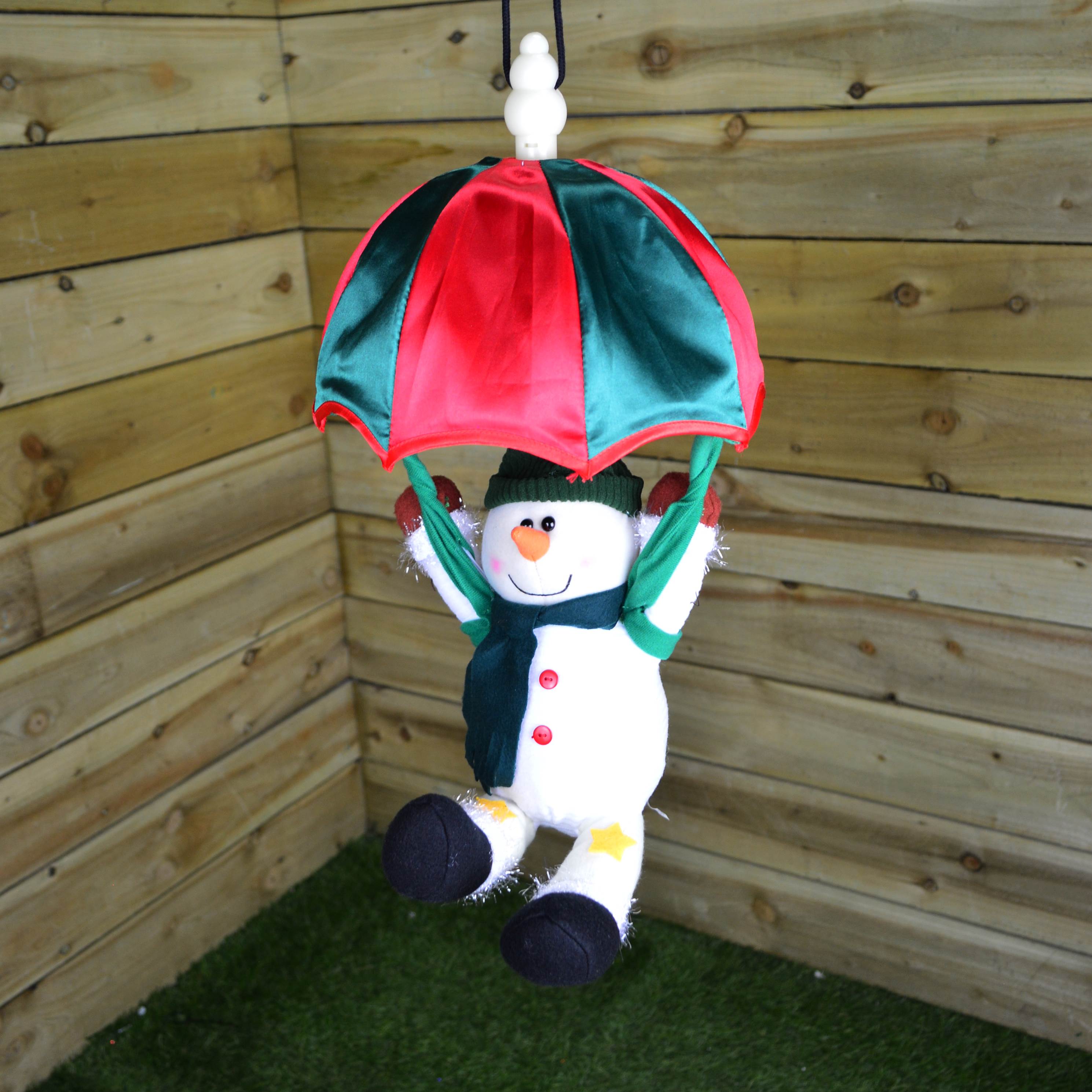 45cm Premier Animated & Musical Parachuting Christmas Character - Snowman