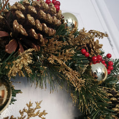 40cm Gold Dressed Christmas Wreath, Baubles, Pinecones and Berries