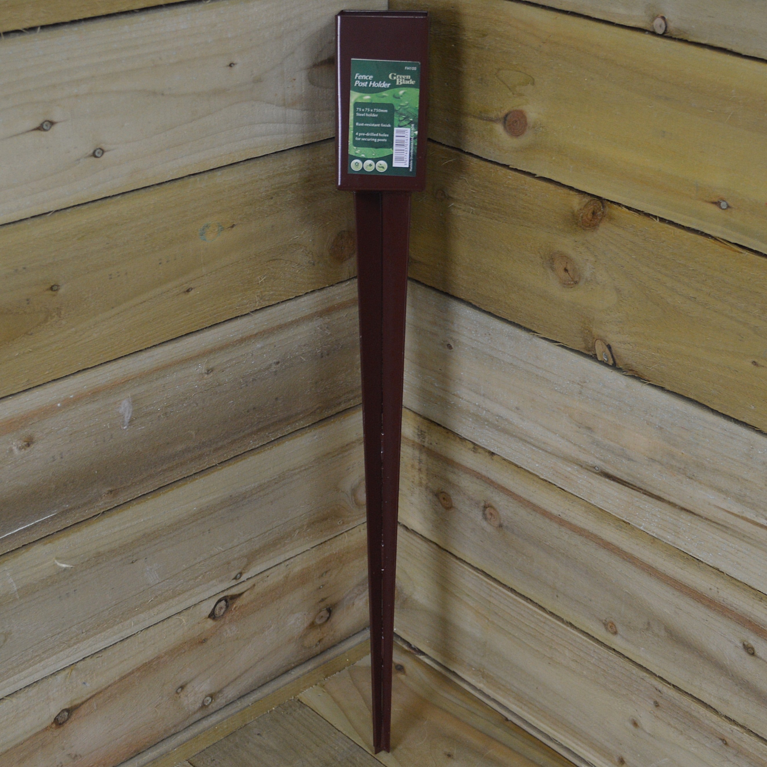 75mm x 75mm (3"x 3") Metal Garden Fence Post Holder & Spike