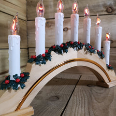 Premier Wooden Christmas Candle Bridge Arch with 7 Flickering Candle Bulbs Mains Operated