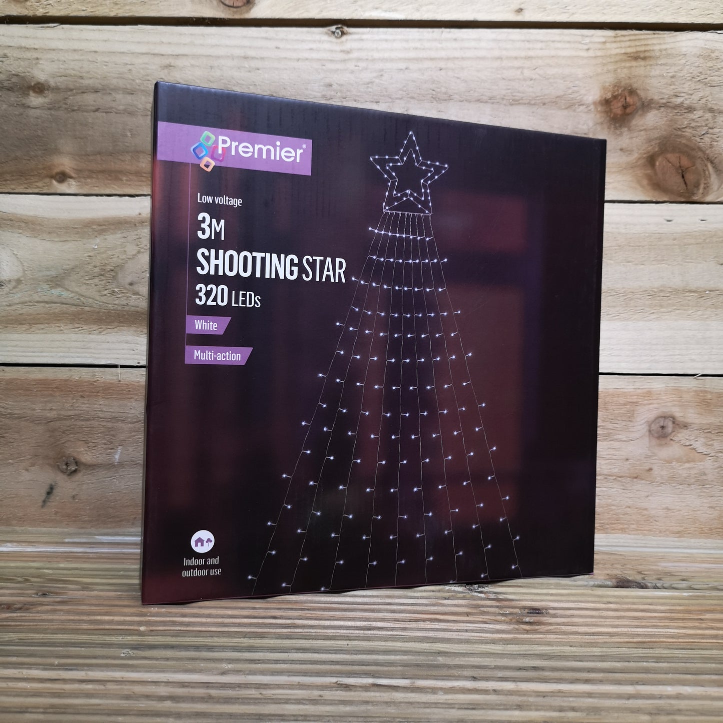 3m Indoor Outdoor Shooting Star Multifunction LED Christmas Decoration with Timer in Cool White