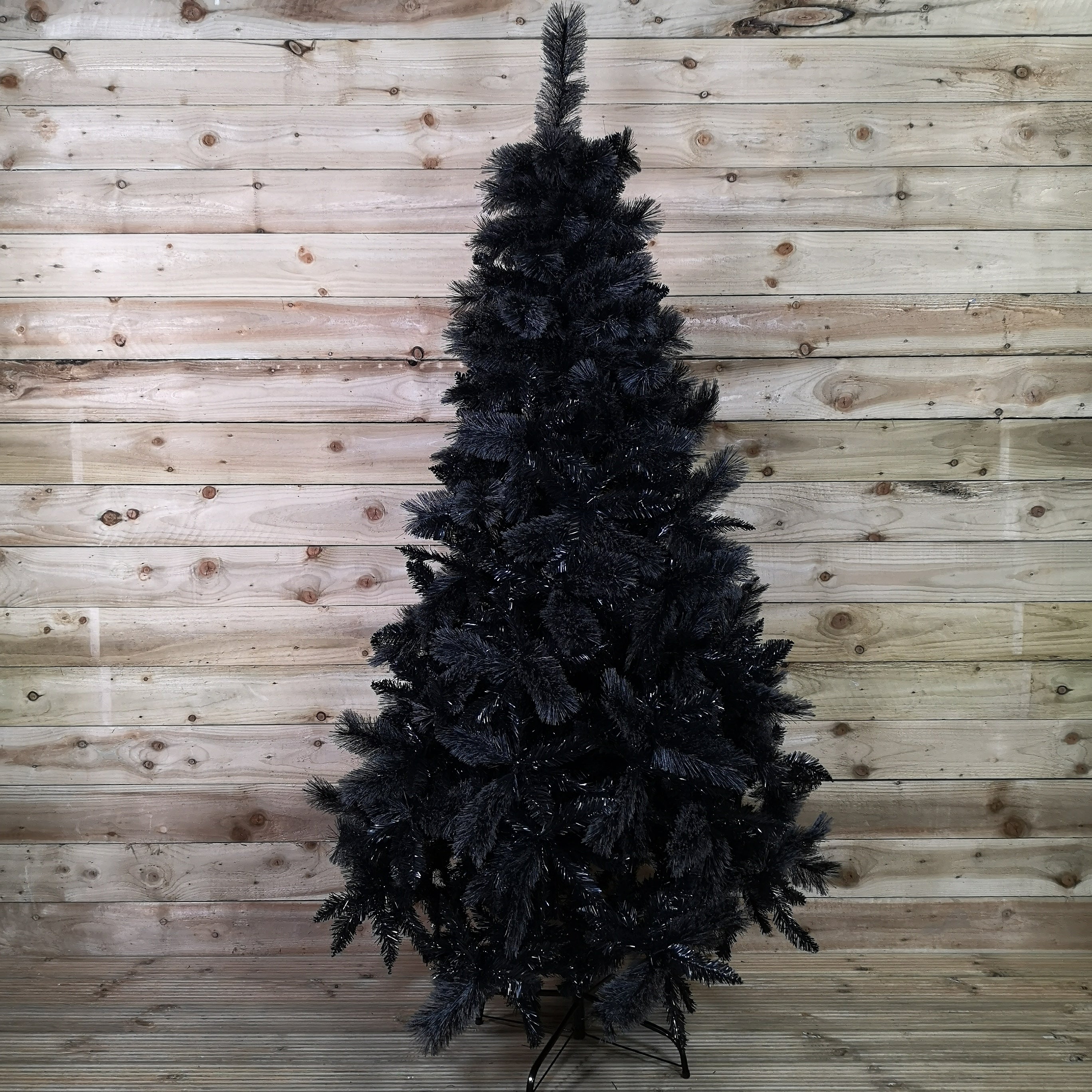7ft (2.1m) Premier Hinged Black Tipped PVC Fir Christmas Halloween Tree with 861 Cashmere Tips