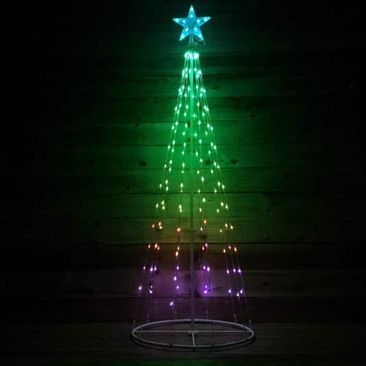 6ft (1.8m) Christmas Cone Tree with 140 Colour Changing LEDs and Remote Control 2736