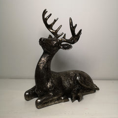 23cm Bronze Effect Sitting Christmas Reindeer Ornament