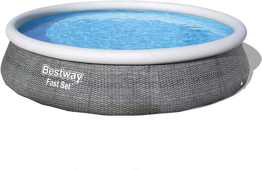 Bestway 13ft x 33” Deep Rattan Effect Fast Set Inflatable Paddling Pool 1500