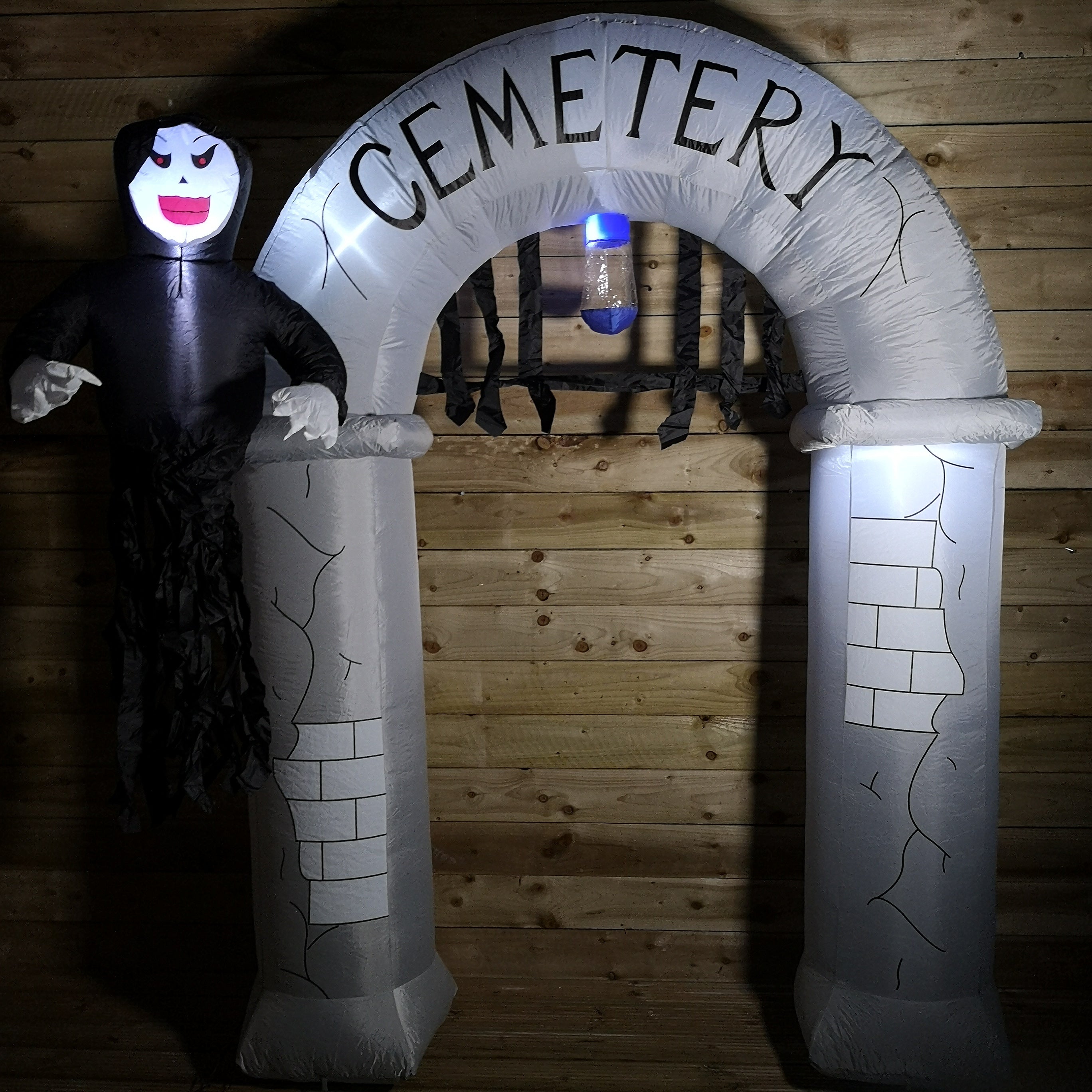8ft (2.4m) Inflatable Light Up Spooky Halloween Cemetery Arch with Lights