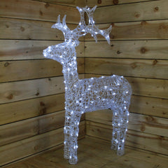 120CM Cool White 120 Flashing LED Indoor Or Outdoor Acrylic Standing Reindeer