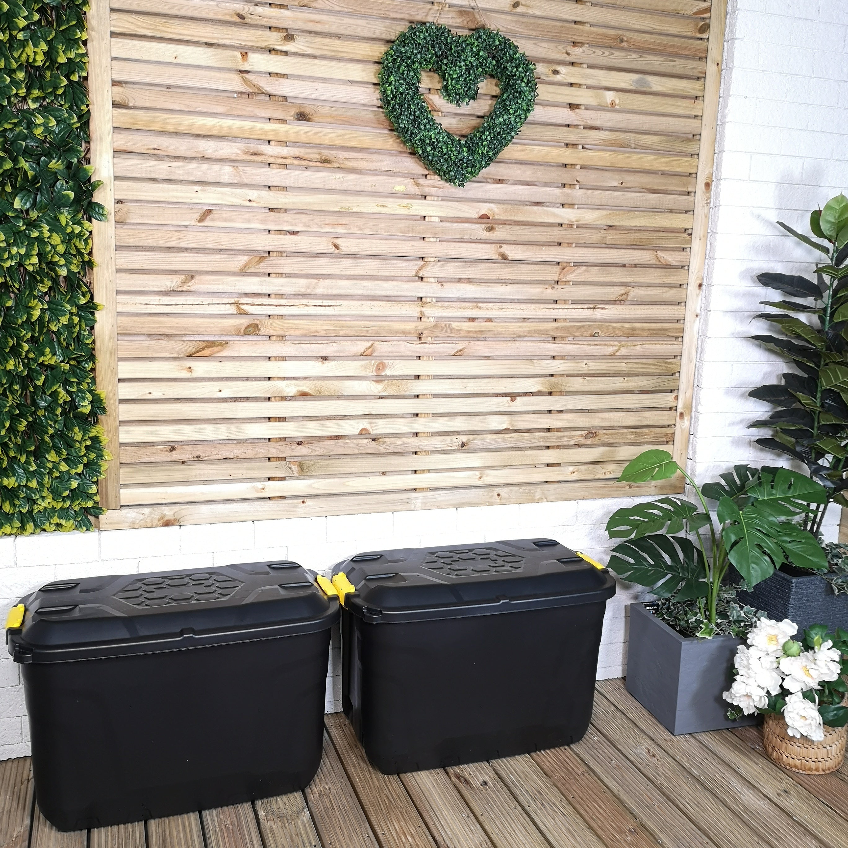 2 x 110L Heavy Duty Trunk on Wheels Sturdy, Lockable, Stackable and Ne ...