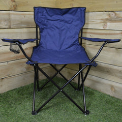 Blue Folding Canvas Camping / Festival / Outdoor Chair with Arms and Cup Holder