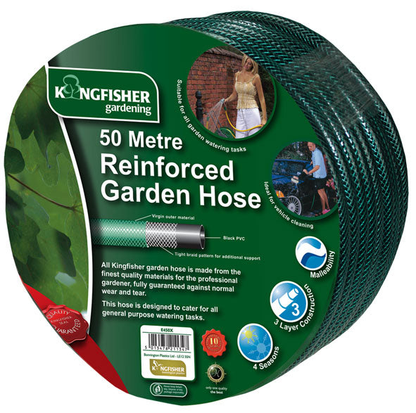 50m Reinforced Garden Hose Pipe in Green