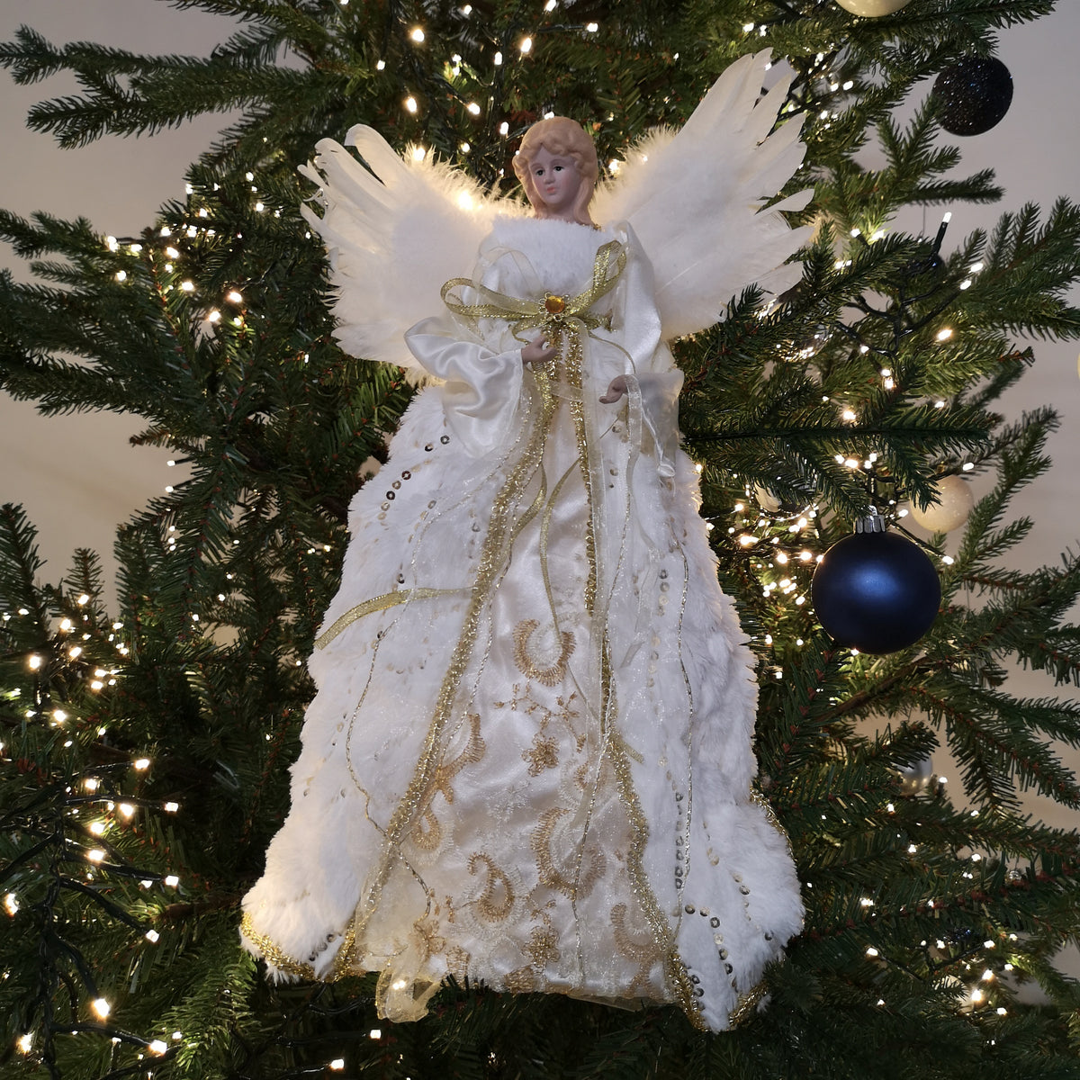 Deluxe Gold or Silver 40cm Christmas Tree Fairy / Angel Decoration Ornament
