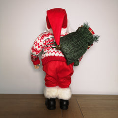 45cm Standing Father Christmas Santa Claus Figurine Carrying Sack in Red