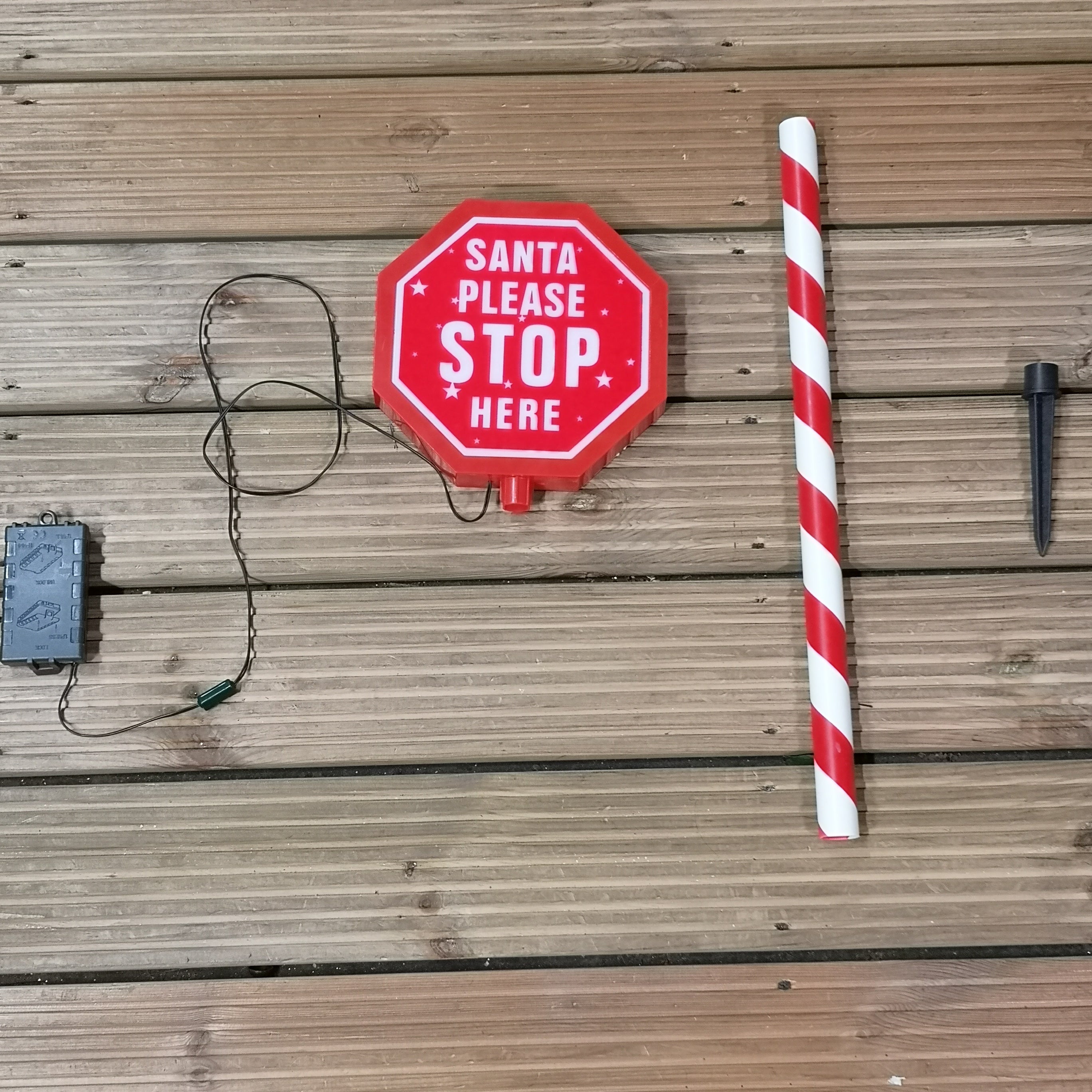 80cm Premier Christmas Sign -  Santa Please Stop Here with LED & Timer