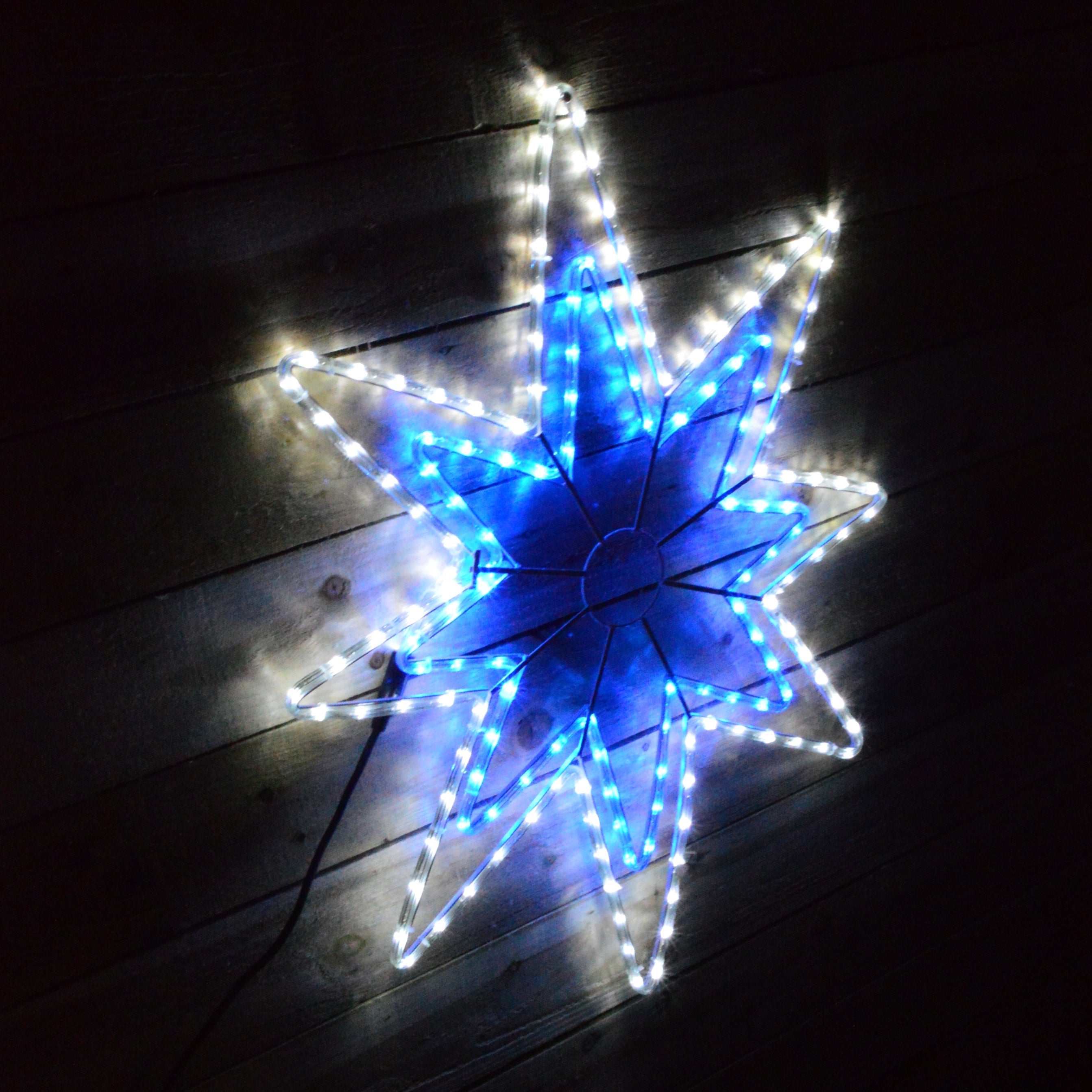 95cm x 70cm Blue & White LED Star Rope Light Silhouette Christmas Decoration