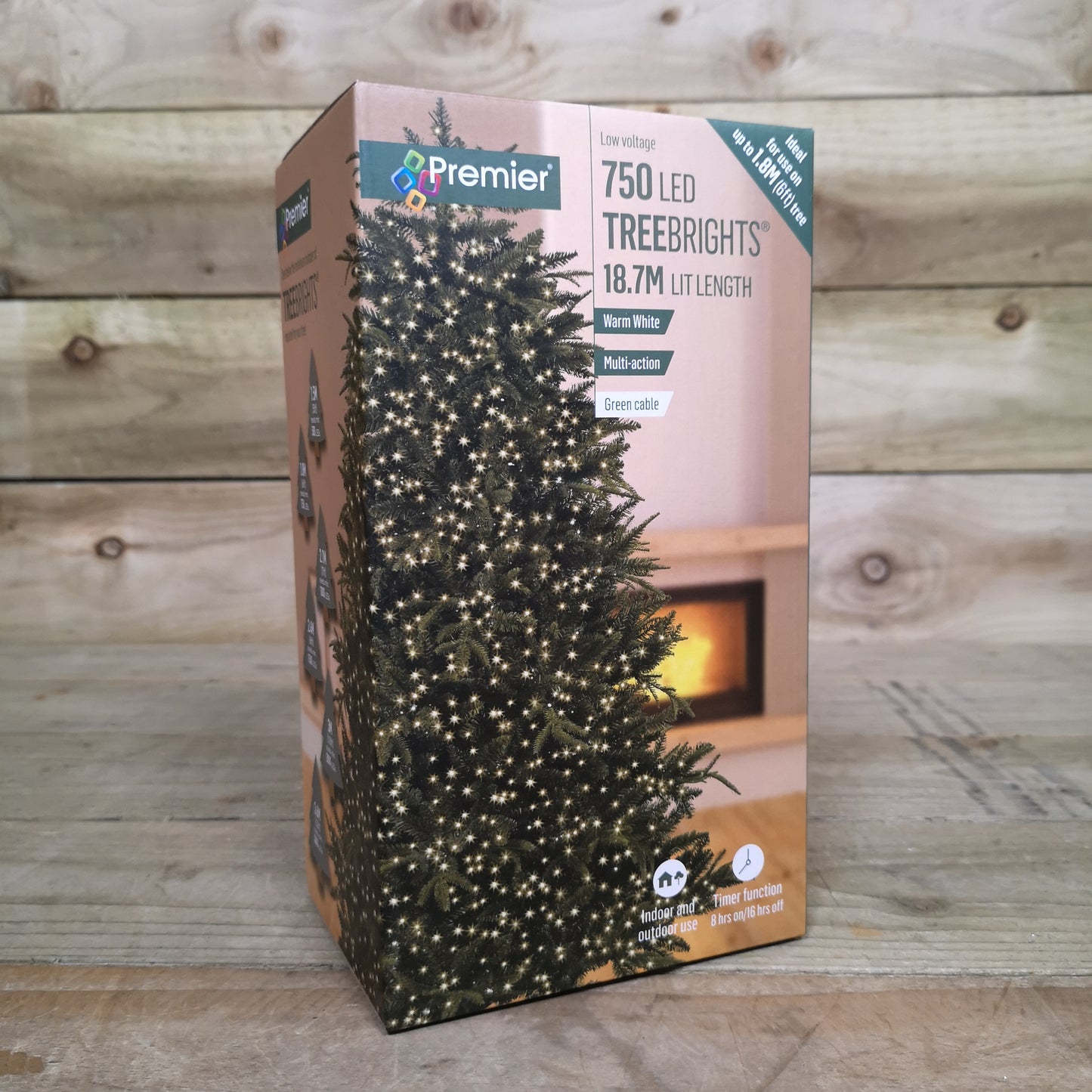 750 LED 18.7m Premier TreeBrights Indoor Outdoor Christmas Multi Function Mains Operated String Lights with Timer in Warm White