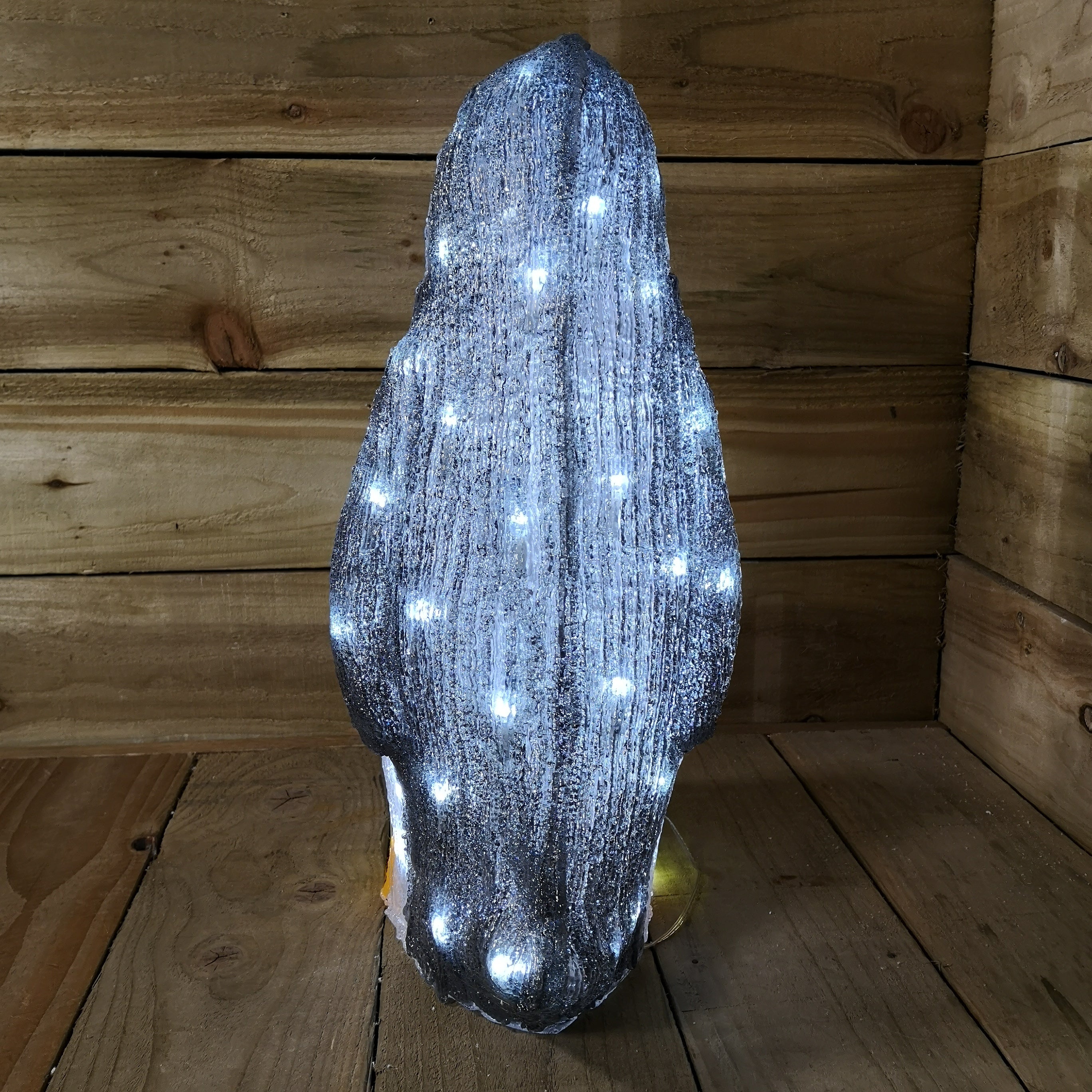 47cm Christmas Acrylic Penguin Mother & Chick 60 Ice White LEDs Indoor Outdoor