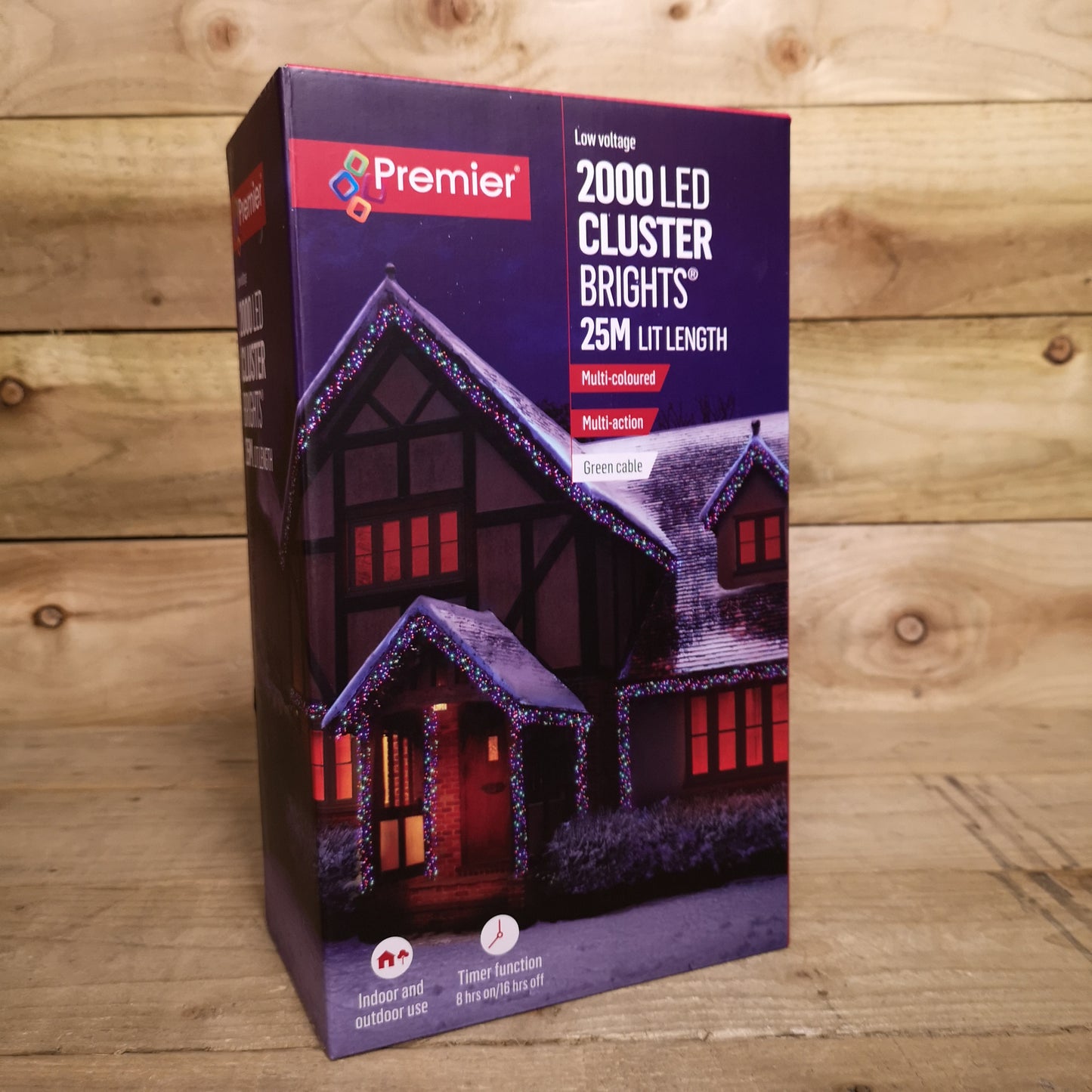 2000 LED 25 Premier Clusterbrights Indoor Outdoor Multifunction Mains Operated Christmas Cluster Lights with Timer in Multicoloured