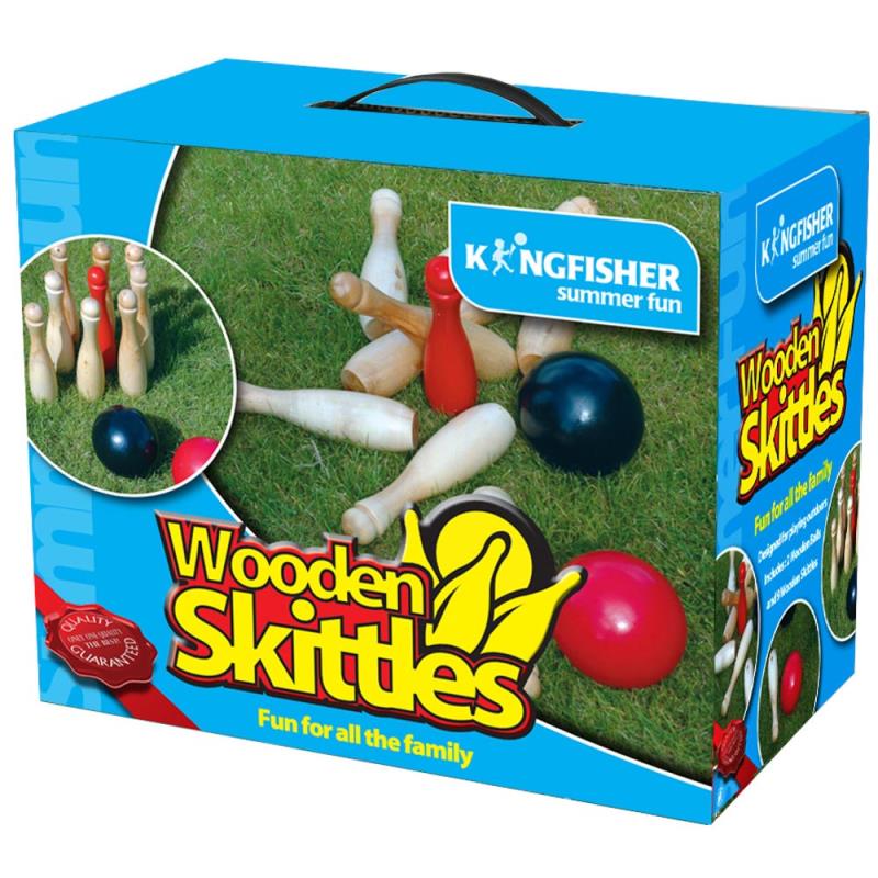 Indoor and Outdoor Garden Game Wooden Skittles - 11 Piece Set