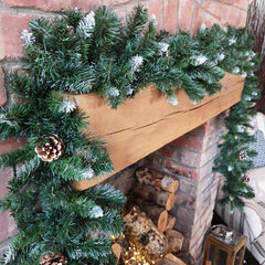270cm x 25cm Samuel Alexander Snow King Fir Christmas Garland with Pine Cones