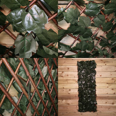 100cm x 200cm Artificial Fence Garden Trellis Privacy Screening Indoor Outdoor Wall Panel - Ivy Leaf