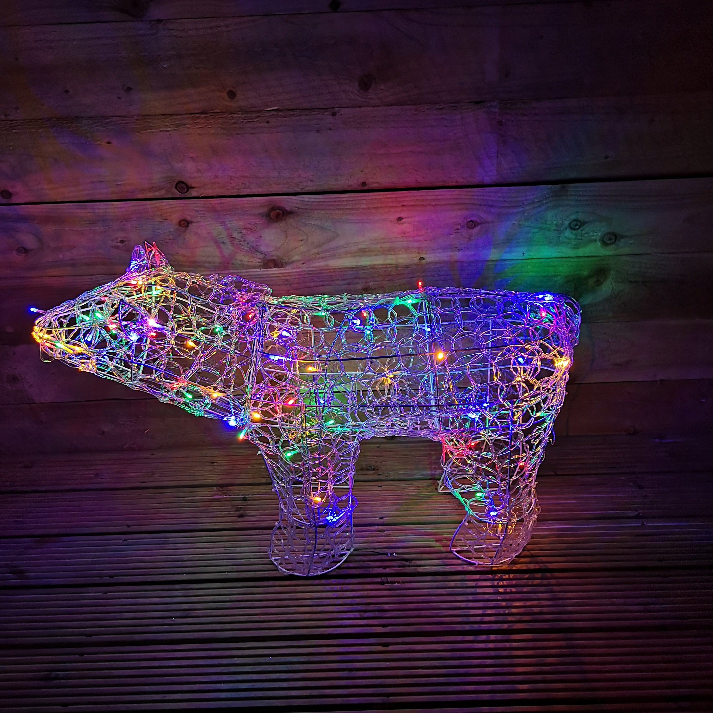 90cm Multicoloured LED Indoor Outdoor Acrylic Christmas Polar Bear Dec